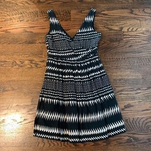 J Crew sz 2 black and white fit and flair dress